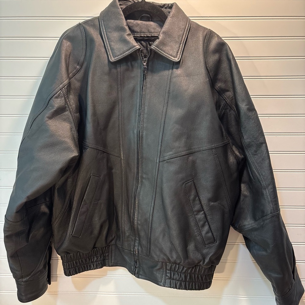 Town Craft 90s Vintage Leather Bomber Jacket Unisex Brown Size m